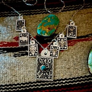 🌵💖New Skool Ster. Turq. Charm Necklace Ooak💖🌵21"